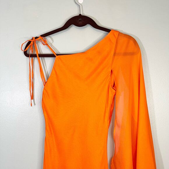Cult Gaia Aliza Orange Asymmetric Silk Dress NWT Size XS - Picture 8 of 14
